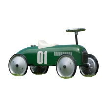 Vintage raceauto nummer 01 – groen – metaal – 75 cm breed