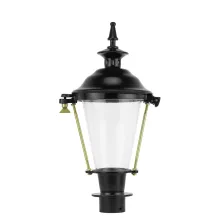 Losse buitenlamp aluminium met rond glas en messing houders