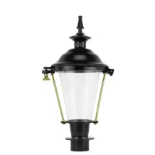 Losse buitenlamp aluminium met rond glas en messing houders