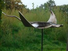 Sculpture Manta Ray Rog - Alu - sur socle Alu noir