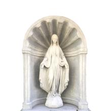 Maria in bidkapel - stenen beeld - 70 cm - klassiek wit