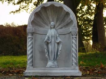 Klassieke Bidkapel met Maria - 65 cm - Steen - Wit/Grijs