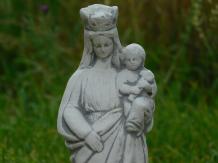 Marie - avec l'enfant - statue en pierre - 35 cm - blanc et gris