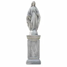 Stenen tuinbeeld Maria op sokkel – klassiek beeld – 110 cm