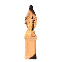 Maria met kind - op sokkel - steen - 110 cm - oxide