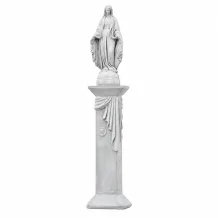 Mariabeeld op Medusa-sokkel – stenen tuinbeeld – 170 cm