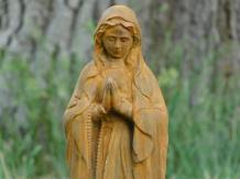 Maria met rozenkrans - stenen beeld - 49 cm - oxide