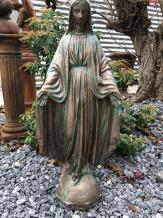 Maria - Steinstatue - 70 cm - Kupferfinish - im Detail