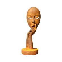 'Het masker' - abstracte gietijzeren beeld - 28 cm - rustiek