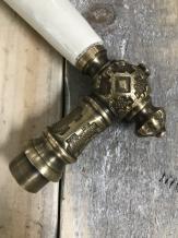 Türgriff Messing mit Porzellangriff inklusive Dorn