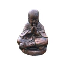 Shaolin monnik - biddend - stenen beeld - 40 cm - bruin