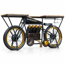 Motorfiets Side Table – industriële bartafel met wijnrek