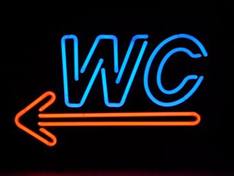 Neon <-- WC - 50 cm - Blau mit Rot