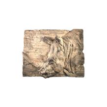 Wandornament woodlook, neushoorn, polystone-wood