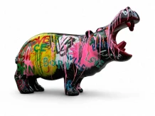 Nijlpaard street art beeld – 95 cm – polystone – kunstwerk