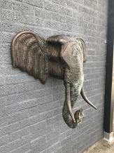 Olifant - polystone - 106 cm - koperlook - gedetailleerd