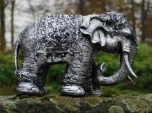 Éléphant indien - polystone - 26 cm - gris/noir