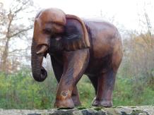 One-off : Sculpture Eléphant, Teck massif, Vintage