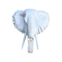 Olifantenkop - polystone - 45 cm - wit - gedetailleerd