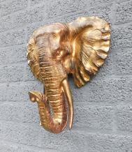 Tête d'éléphant - polystone - 45 cm - noir/or - en détail