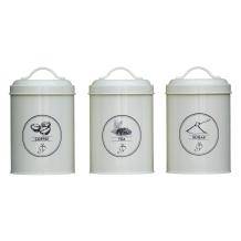 Set van 3 - Koffie, thee en suiker - opbergblik metaal