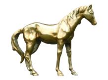 Paard - aluminium beeld - 46 cm - goud - gedetailleerd