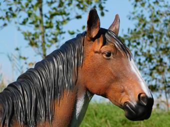 Pferdestatue in Farbe - 110 cm - Polystone