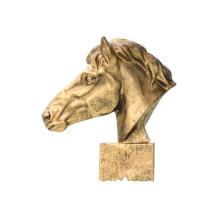 Paardenhoofd - polystone - 64 cm - goud met donker tinten