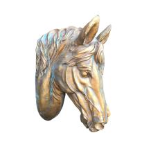 Paardenhoofd - polystone - 50 cm - koperlook - in detail