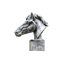 Paardenhoofd - polystone - 64 cm - zilvergrijs met zwart