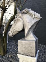 Paardenhoofd - polystone - 63 cm - grijs - gedetailleerd
