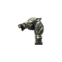 Wandelstok hardhout met nikkelen paard
