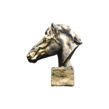 Paardenhoofd - polystone - 64 cm - goud/zwart - in detail
