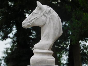 Tête de cheval sur socle - 83 cm - pierre - statue de jardin