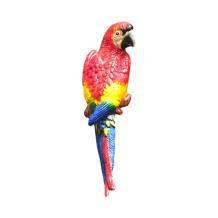 Papegaai - gietijzer beeld - 36 cm - rood - kleurrijk