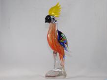 Sculpture en verre perroquet de style Murano