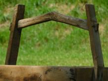 Vintage-Pflanzgefäß – 58 cm – Hartholz aus der Kolonialzeit – handgefertigt