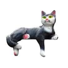 Liggende poes – 33 cm – zwarte polystone – kattenbeeld