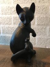 Chat et souris - tirelire - polystone - 21 cm - noir/gris
