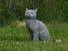 Kat - stenen dierenbeeld - 29 cm - grijs - klassiek
