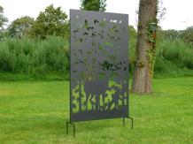 Brise-vue avec motif de cerfs - Noir - 187 cm de haut - avec bâtons de jardin