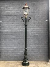 Buitenlamp - lantaarnpaal aluminium - koperen kap - 240 cm