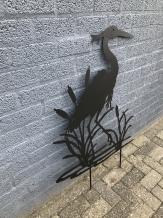 Silhouet van een reiger, mat zwart