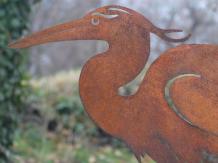 Gartenstecker Reiher - Silhouette - rustikales Metall