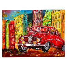 Rode Saab in Amsterdam - half-abstract - 60 x 80 cm