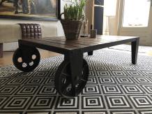 Stoere industriële salontafel, uniek dus maar 1 x te koop!!