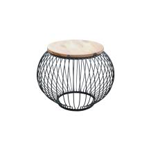 Tafel rond - van mangohout en metaal - industrieel design