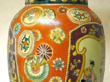 Vase en porcelaine style Satsuma vintage – 62 cm de hauteur