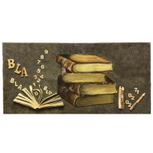 Boeken met letters en cijfers van hout - half-abstract