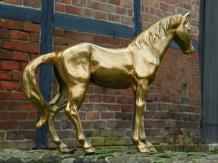 Paard - aluminium beeld - 46 cm - goud - gedetailleerd